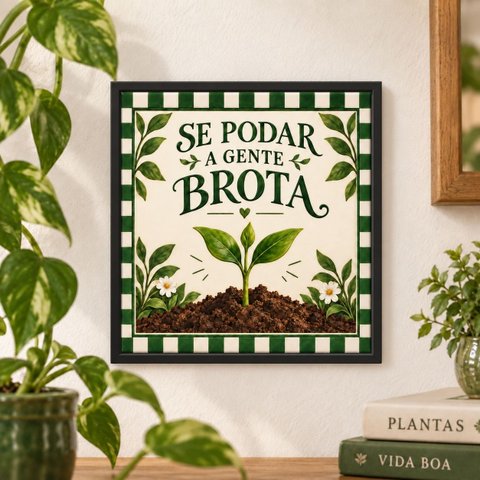 Quadro Se Podar a Gente Brota 33x33cm Mold Preta