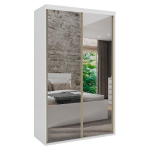 Guarda Roupa Solteiro 2 Portas de Espelho 1,38 m Lotus Belmax:Branco