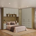 Ver imagem 1 de Quarto Modulado Queen 6 Peças Altezza Clean Freijó/Off White