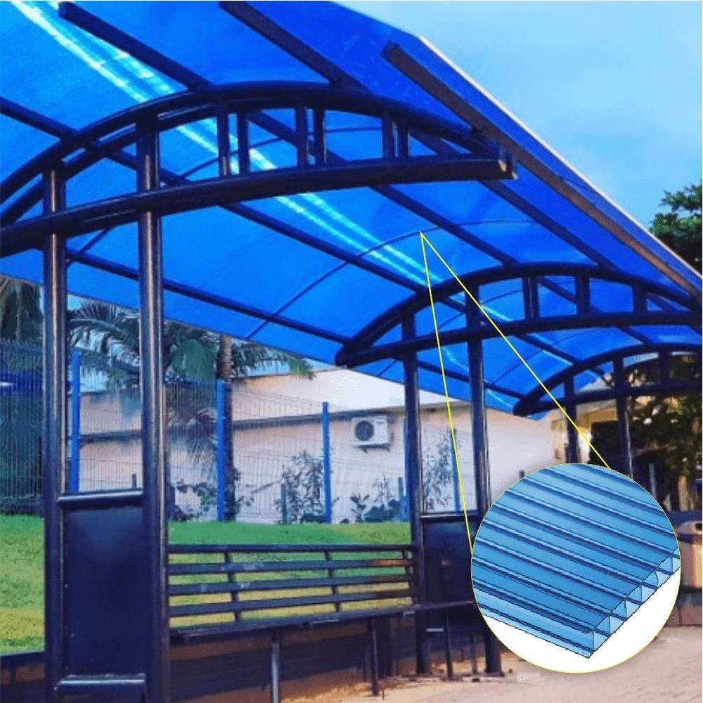 Kit Policarbonato Azul 4mm 5,00m X 3,00m - Perfis Naturais - 3