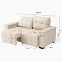 Ver imagem 3 de Sofá Retrátil e Reclinável 2 Lugares 180cm Suede Slim Bege