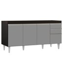 Ver imagem 1 de Balcão Gabinete 160cm sem Tampo 4 Portas 2 Gavetas Arkansas Preto/cinza - Lumil Móveis