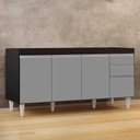 Ver imagem 6 de Balcão Gabinete 160cm sem Tampo 4 Portas 2 Gavetas Arkansas Preto/cinza - Lumil Móveis