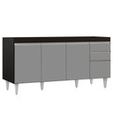 Ver imagem 2 de Balcão Gabinete 160cm sem Tampo 4 Portas 2 Gavetas Arkansas Preto/cinza - Lumil Móveis