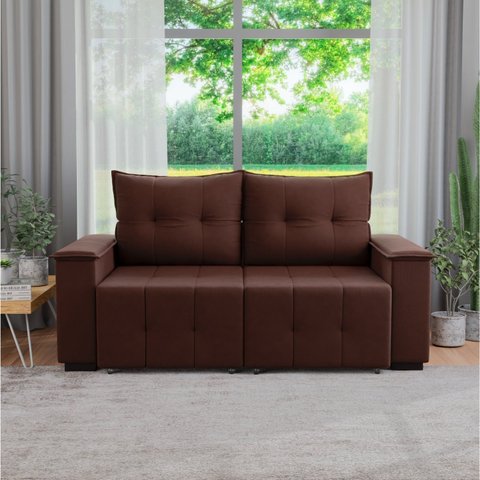 Sofá Retrátil e Reclinável 2 Lugares 180cm Suede Slim Marrom