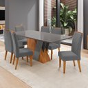 Ver imagem 2 de Conjunto Sala de Jantar 6 Lugares Retangular Tampo de MDF Xangai Cobre/Cinza - Casa Giulia