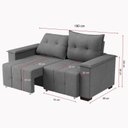 Ver imagem 3 de Sofá Retrátil e Reclinável 2 Lugares 180cm Suede Slim Cinza
