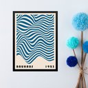 Ver imagem 2 de Quadro Decorativo Bauhaus Azul - Ondas 24x18cm - com Vidro:moldura Branca