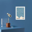 Ver imagem 1 de Quadro Decorativo Bauhaus Azul - Ondas 24x18cm - com Vidro:moldura Branca