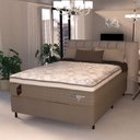 Ver imagem 2 de Cama Box Casal Queen Colchão Molas Ensacadas Guarda Costas Alameda 158x198x68cm Suede Marrom/branco