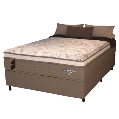 Cama Box Casal Queen Colchão Molas Ensacadas Guarda Costas Alameda 158x198x68cm Suede Marrom/branco