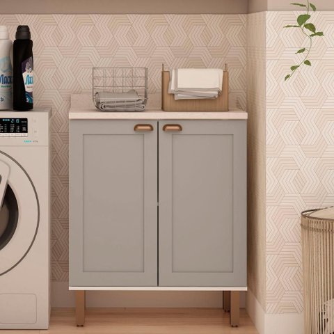 Balcão de Cozinha Genialflex Iluminata 2 Pt S/tampo Br/fendi