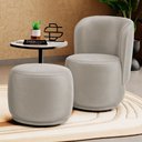 Ver imagem 2 de Poltrona Decorativa com Puff Orgânico Molly Veludo Bege - Desk Design