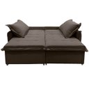 Ver imagem 6 de Sofá Cama 2 Lugares Singapura Reclinável 190cm em Bouclê com Catraca Reforçada e 2 Almofadas:Marrom
