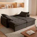 Ver imagem 2 de Sofá Cama 2 Lugares Singapura Reclinável 190cm em Bouclê com Catraca Reforçada e 2 Almofadas:Marrom