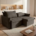 Ver imagem 1 de Sofá Cama 2 Lugares Singapura Reclinável 190cm em Bouclê com Catraca Reforçada e 2 Almofadas:Marrom