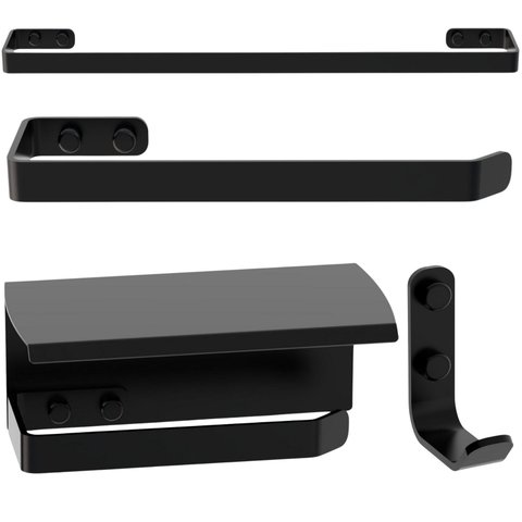 Kit de Acessórios para Banheiro Preto 4 Peças Fs.zmt