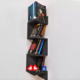 Prateleira Nicho de Canto Estante Moderna Porta Livros Decoração Enfeite Mdf Preta - 3