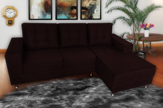 Sofá Rubi 2,10M x 1,55M + Chaise Marrom - 1