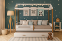 Ver imagem 1 de Cama Montessoriana com Auxiliar e Led Sara Branco / Mel - Branco