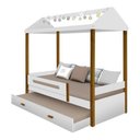 Ver imagem 3 de Cama Montessoriana com Auxiliar e Led Sara Branco / Mel - Branco