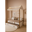 Ver imagem 2 de Cama Montessoriana com Auxiliar e Led Sara Branco / Mel - Branco