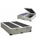 Ver imagem 1 de Cama Báu Box Base Queen Bipartido Sintético Branco Blindado com Pistão a Gás.