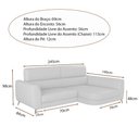 Ver imagem 5 de Sofá com Chaise 2 Lugares 245cm Flames Courino Marrom - Sallar Home