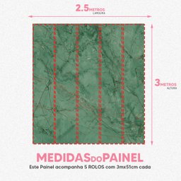 Papel de Parede Painel 3D Mármore Carrara Verde Escuro 2,5M Revestimento Pedra Requinte Auto Colante - 5