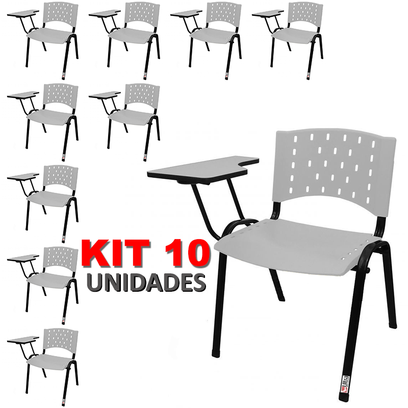Cadeira Universitária Plástica Branca 10 Unidades - Ultra Móveis - 2