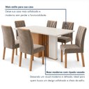 Ver imagem 6 de Conjunto Sala de Jantar 6 Lugares Quadrada Tampo MDF Mesa Astrid com Cadeiras Apogeu Bege Amêndoa Clean/Off White/Bege