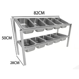 Condimentadora Dupla Inox com 10 Cubas e Tampas - Ideal para Pizzarias e Lanchonetes - 2
