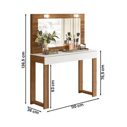 Penteadeira Camarim Gala 1 Gaveta e Soquetes para Lâmpadas Cinamomo Mel/branco - 4