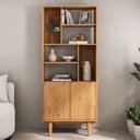 Ver imagem 1 de Estante de Madeira Alta 6 Nichos 2 Portas Freijó Simona Idimex