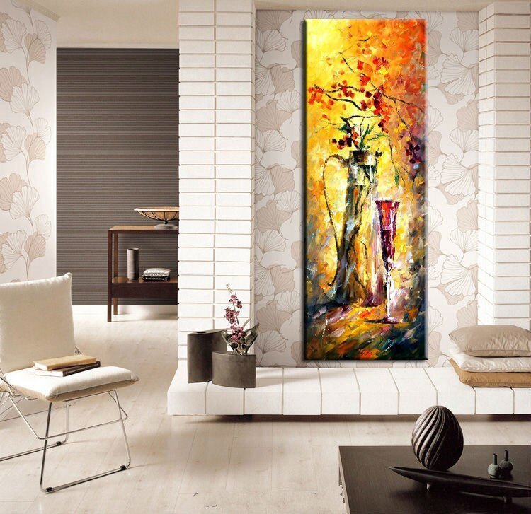 Quadro Pintura Tela Flores Paisagem Urbana 4440: 200cm (A) x 110	cm (L) - 2