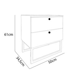 Kit 2 Mesas de Cabeceira Slim 2 Gavetas Cinza Base Metálica Preta - Belliv Decor - 5