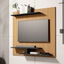Ver imagem 1 de Painel de Tv Osiris Compacto com 3 Prateleira Tvs de até 32":ripado/preto