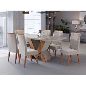 Conjunto Sala de Jantar 6 Lugares Retangular Tampo de MDF Vegas Yescasa