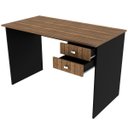 Ver imagem 2 de Mesa para Escritório Escrivaninha 2 Gavetas Nogal/preto