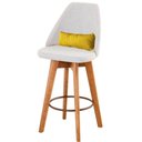 Ver imagem 3 de Kit 10 Banquetas Alta Maya Giratória Com Encosto Linho Bege Claro e Almofada Sintético Amarelo -