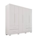 Ver imagem 3 de Guarda-roupa Casal Balder Premium 6 Portas 4 Gavetas com Pés Branco - Pnr Móveis