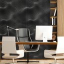 Ver imagem 3 de Papel de Parede Abstrato Ondas Preto e Cinza-60x300cm