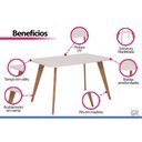 Ver imagem 4 de Mesa Cozinha Acerola Madeira c/Vidro 130cm Madeira/Off Cimol