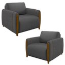 Ver imagem 1 de Kit 2 Poltronas Decorativas para Sala de Estar 98cm Amaranto M22 Linho Cinza Escuro - Mpozenato