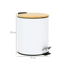 Lixeira 3 Litros com Tampa de Bambu Mimo Style Branco - 3