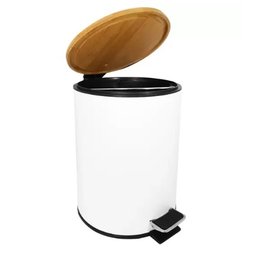 Lixeira 3 Litros com Tampa de Bambu Mimo Style Branco - 2