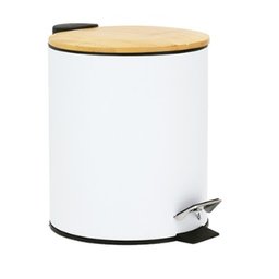 Lixeira 3 Litros com Tampa de Bambu Mimo Style Branco - 1