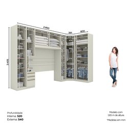 Quarto Modulado Completo Casal 6 Peças 10 Portas 3 Gavetas Predileto - 3