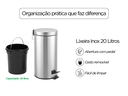 Ver imagem 3 de Lixeira Inox 20L com Pedal e Cesto Interno para Cozinha e Área Comum