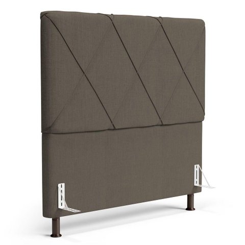 Cabeceira Cama Box Casal King Size Mel 195cm com Frame Linho Marrom - Desk Design